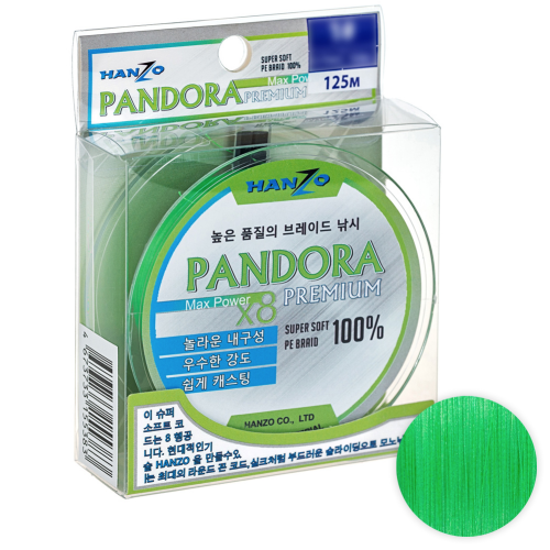 фото Шнур hanzo pandora premium x8 125м. 0.21мм. flash green
