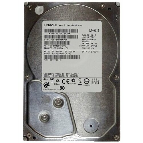 Жесткий диск Hitachi HDS721064CLA332 640Gb 7200 SATAII 3.5 HDD жесткий диск hitachi hts725025a9a364 250gb 7200 sataii 2 5 hdd