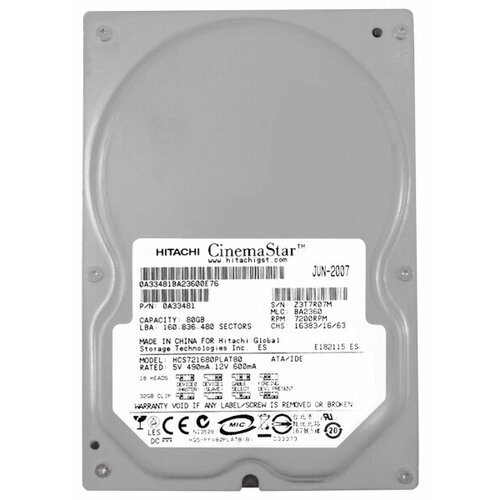 Жесткий диск Hitachi 0A33481 80Gb 7200 IDE 35 HDD 396500₽