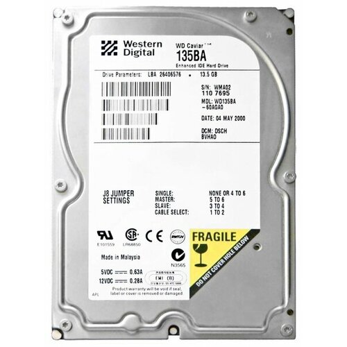 Жесткий диск Western Digital WD135BA 13Gb 7200 IDE 35 HDD 228500₽