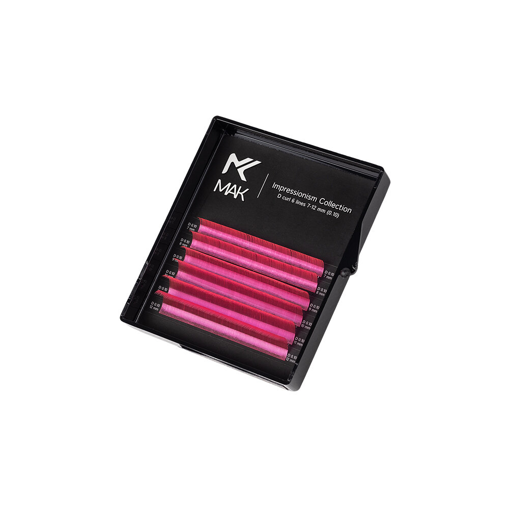 Цветные ресницы MAK NEON  Pink Panther  мини микс  6 линий  C 0 07 7 12mm