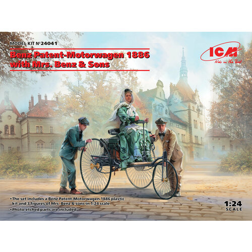 ICM Сборная модель Автомобиль Бенца 1886 г. с фрау Бенц и сыновьями, 1/24 подарочный набор mrs