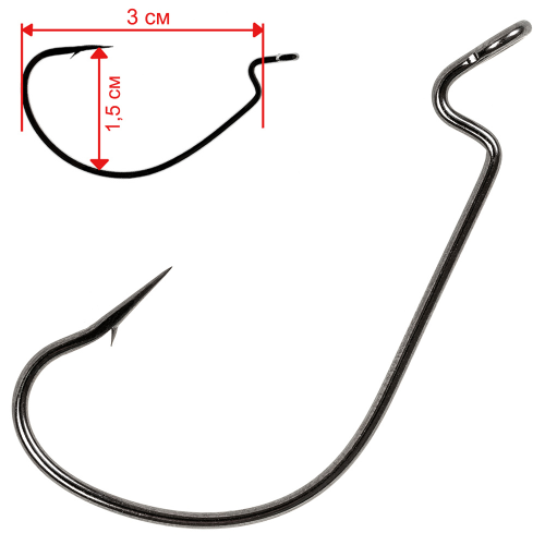 фото Крючки nautilus offset big eye series worm 1005 №1/0 (9шт.)