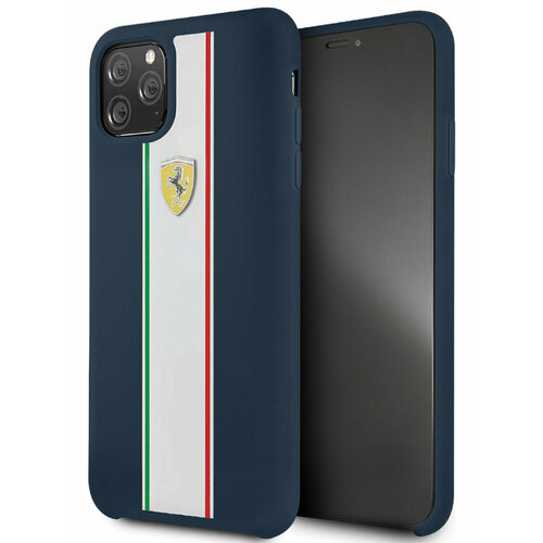 Чехол Ferrari On Track Silicone Hard Stripes для iPhone 11 Pro Max, синий