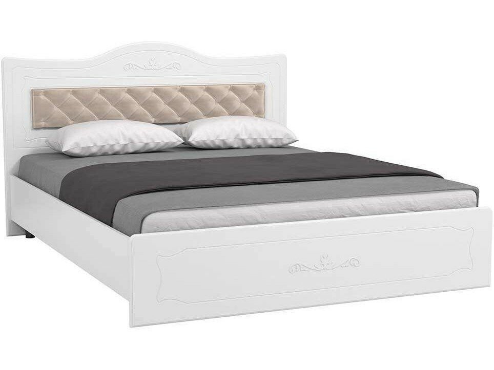 фото Кровать 1600 с мягким элементом Италия ИТ-9 + ИТ-9А белое дерево (Белый)