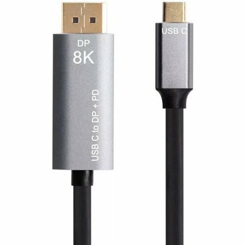 Кабель-адаптер Vcom USB Type-Cm-DP1.4v (m) 8K@60Hz, PD 100W,1.8m , Alum Shell, кабель адаптер vcom usb 3 1 type cm dp m 8k 60hz 1 8m alumi shell