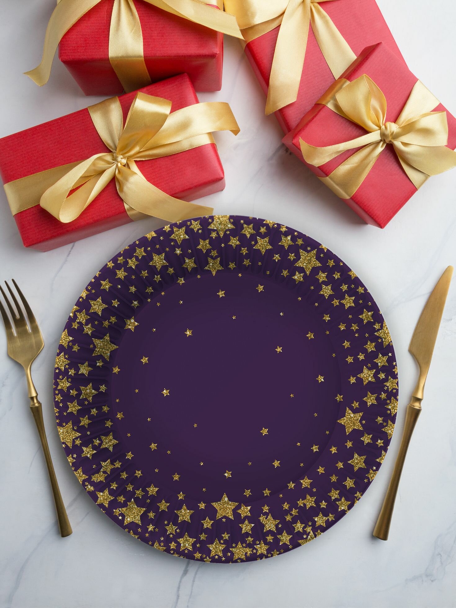 Набор одноразовой бумажной посуды для праздника ND Play / Звездное небо (тарелка 18 см., тарелка 23 см., стакан 250 мл., по 6 шт.), 304420 - фотография № 6