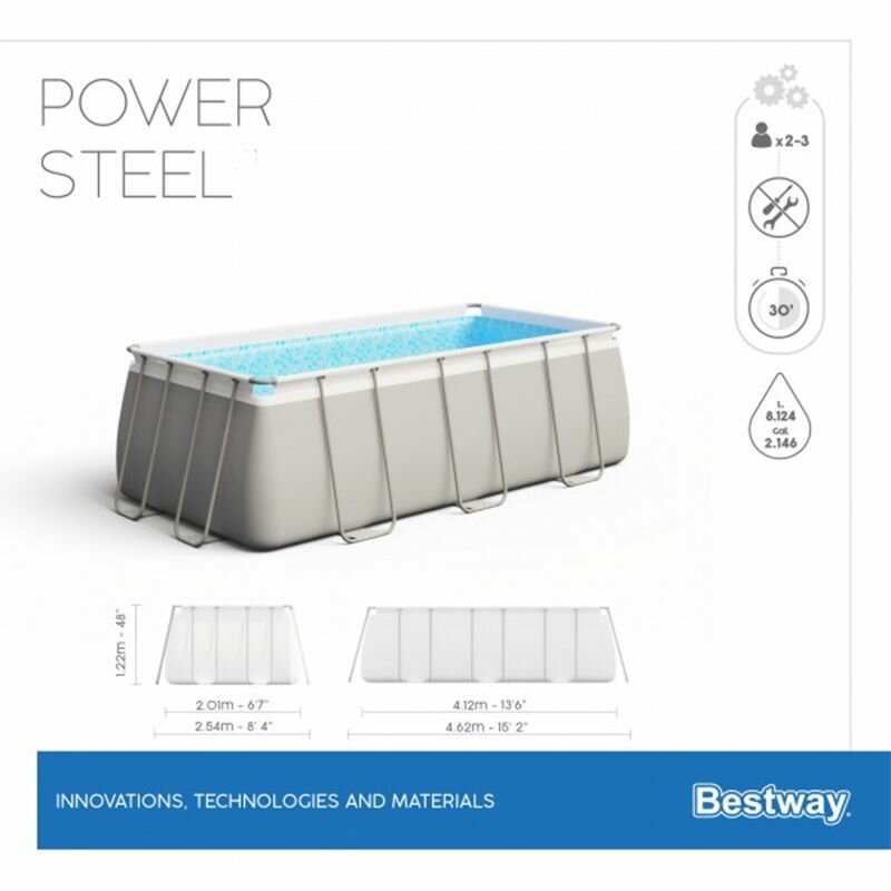 Бассейн каркасный BESTWAY Power Steel 56457 BW, 8124 л., песчаный фильтр-насос 3028 л.ч. - фотография № 6