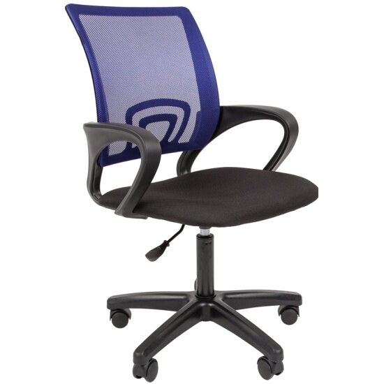 Кресло офисное Helmi HL-M96 R "Airy", спинка сетка синяя/сиденье ткань черная, пиастра
