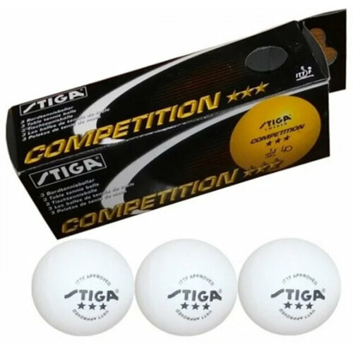 Мячи настольный теннис Stiga 3 бесшовные класс Люкс цвет белый 3штупак 540₽