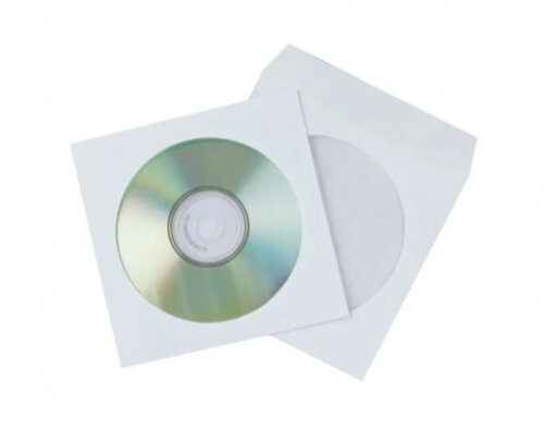 Конверт для CD дисков D2 Tech CDC-2-100, с окном, клей дискрин, 100 шт.