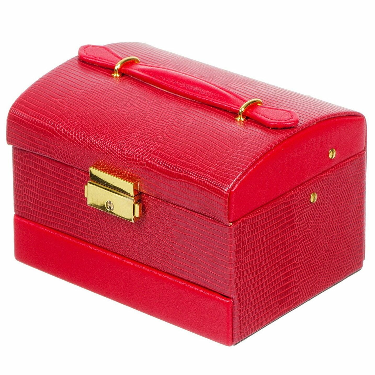 фото Шкатулка-кейс для украшений и косметики, искусственная кожа, 16х12х10.5 см, красн, Y4-5144