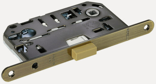 Изображение товара Защелка межкомнатная с замком, бесшумный замок поворотный врезной для двери с ответной планкой, защелка многофункциональная Morelli IP L MAB античная бронза