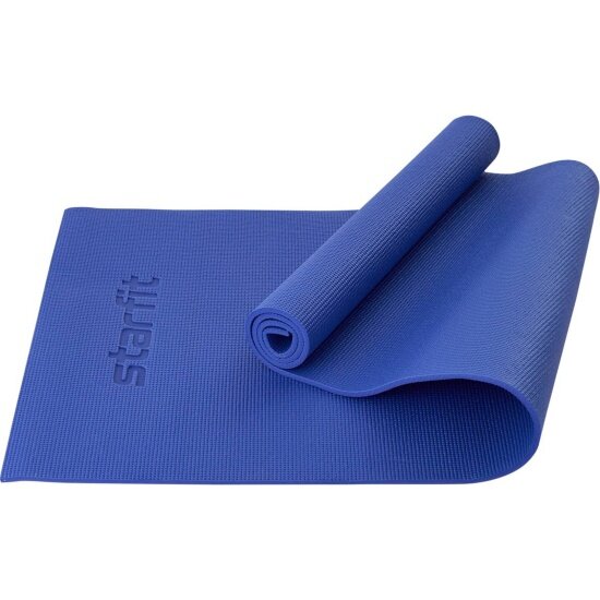 Коврик для йоги и фитнеса Starfit FM-101 PVC, 0,8 см, 183x61 см, темно-синий