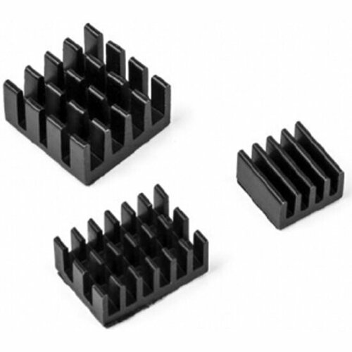 Набор радиаторов Raspberry ACD Black 3 in 1 Heat Sink Set Aluminum (15x10x5мм, 14x14x6мм и 8.8x8.8x5мм) for Pi 4B комплект из 3шт for raspberry pi 4 model b acrylic case cover with dual cooling fan aluminum heatsink for raspberry pi 4b