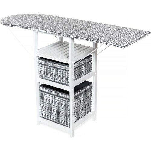 Гладильный комод PRIME интерьер PRIME Т1 белый матовый, ткань 18