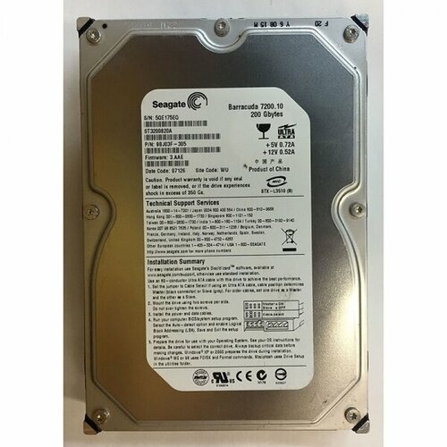 Жесткий диск Seagate 9BJ03F 200Gb 7200 IDE 35 HDD 638000₽