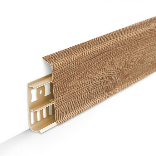 фото Пластиковый плинтус Идеал Деконика 85 мм Дуб янтарный 221