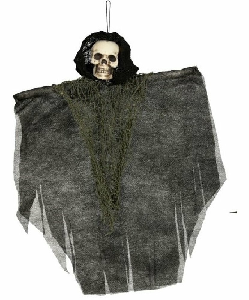 Декорация на хэллоуин: Подвесная кукла "Скелет в черных лохмотьях", 30 см (17227)