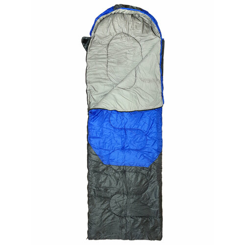 Спальный мешок CC рипстоп, размеры 190+30см капюшон, ширина 75 см, 400гр/м. кв, холлофайбер, синий