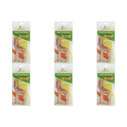 EuroHouse Перчатки латексные тонкие М, 6 уп