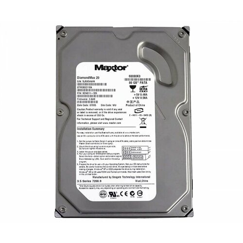 Жесткий диск Maxtor STM3802110A 80Gb 7200 IDE 3.5 HDD жесткий диск maxtor 9ds011 80gb 7200 ide 3 5 hdd