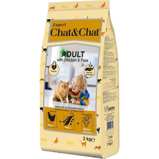 Корм сухой CHAT&CHAT Expert Premium с курицей и горохом для взрослых кошек 2 кг