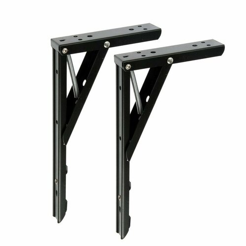 Кронштейн складной для столов и полок , F001 , 2 шт, длина 250 мм, сталь, цвет черный 9703