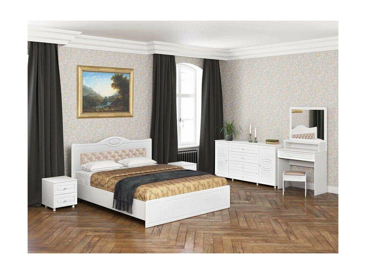 Спальня Монако-5 мягкая спинка белое дерево (Белый)