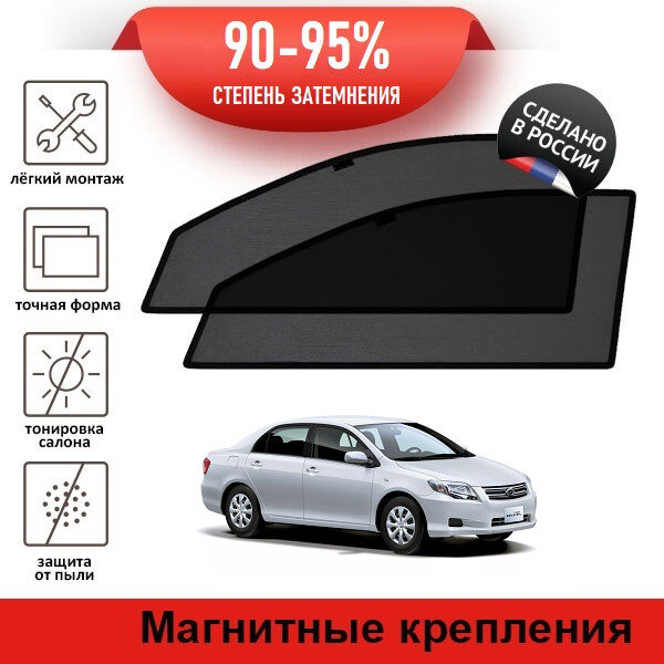 Каркасные шторки LATONIK PREMIUM на Toyota Corolla Axio 1 (E140) (2006-2008) седан на передние двери на магнитах с затемнением 90-95%