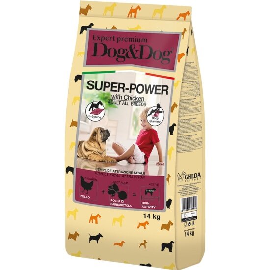 Корм сухой Dog&dog Expert Premium Super-Power с курицей для взрослых активных собак 14 кг