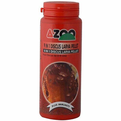 Корм AZOO 9 in 1 Discus Larva Pellet в мелких гранулах для молоди дискусов, 120 мл.