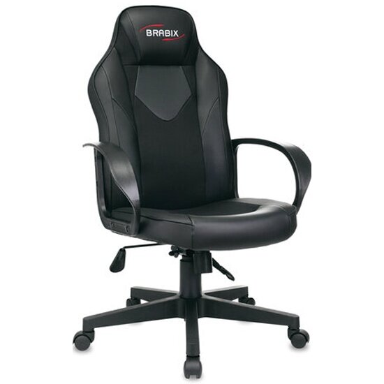 Кресло офисное Brabix "Game GM-017", экокожа//ткань, черное, 532641, GM-017_532641