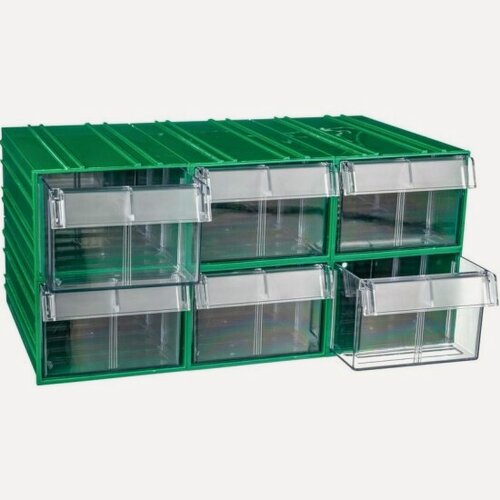 Изображение товара Пластиковый короб Стелла-техник C-2-К6-зеленый-прозрачный , 135х253х100мм, комплект 6 штук