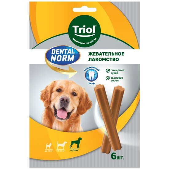 Лакомство для собак Triol DENTAL NORM для собак крупных пород "Палочки жевательные", 240г (уп.6шт.)