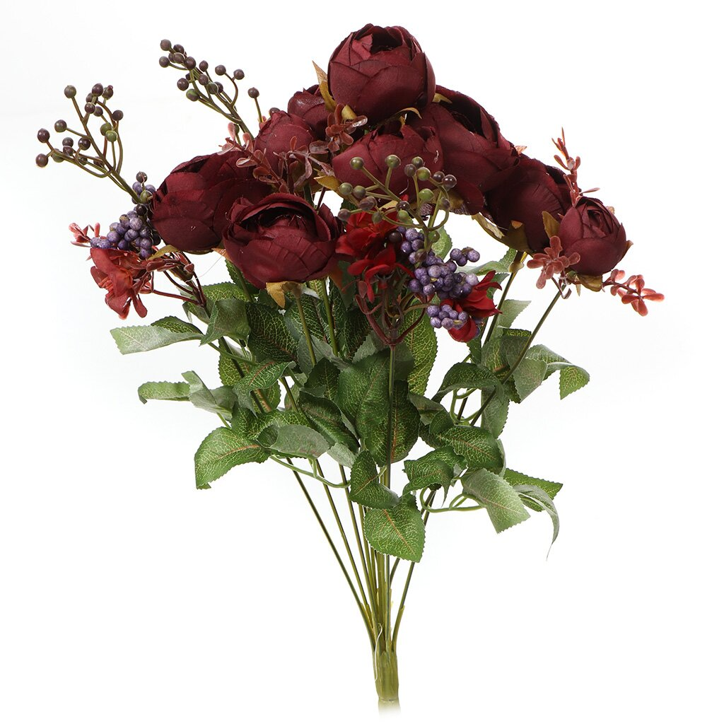 Цветок искусственный декоративный Розы, 45 см, бордо, Y4-3509