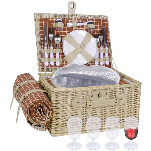 Набор для пикника Holyday Basket на 4 персоны с пледом HCF-HQ22P-1109 набор для пикника holyday basket на 4 персоны hcf 22025