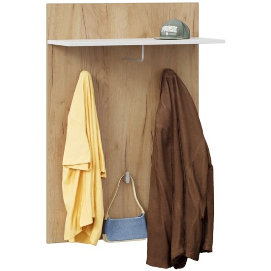 фото Вешалка трия Ханна с крючками Дуб Крафт золотой/Белый Ясень