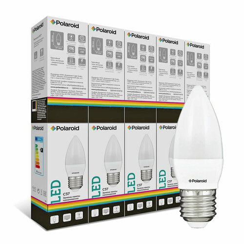 Светодиодная лампа Polaroid 220V C37 6W 4000K E27 490lm (10 шт.)