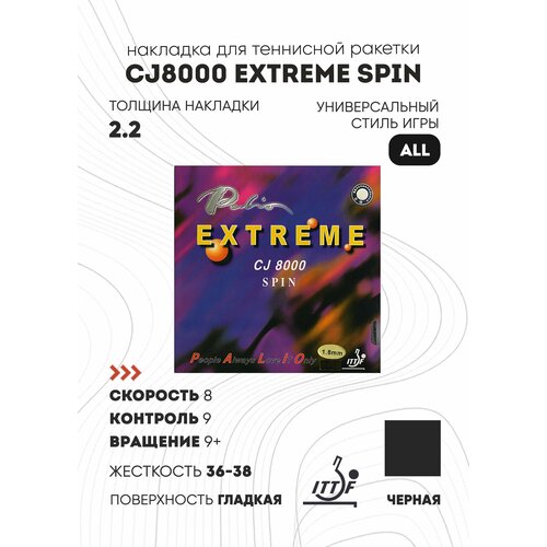 фото Накладка palio cj8000 extreme spin (цвет черный, толщина 2.2)