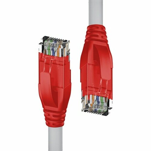 Патч-корд прямой 4PH 1.0m UTP кат.5e, серый, красные коннекторы, 24 AWG, литой (-R90027)