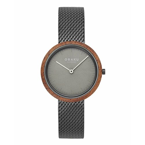 фото Наручные часы obaku женские наручные часы obaku ultra slim v245lxuumu с гарантией, коричневый, серый