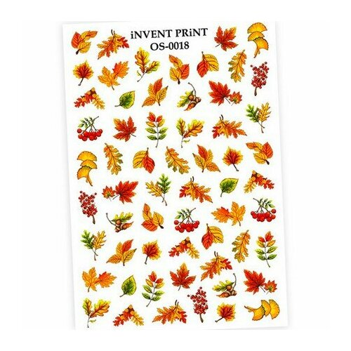 INVENT PRiNT, слайдер дизайн Осень Веточки Листья, OS-18 invent print самоклеящийся слайдер дизайн цветы веточки ss 04