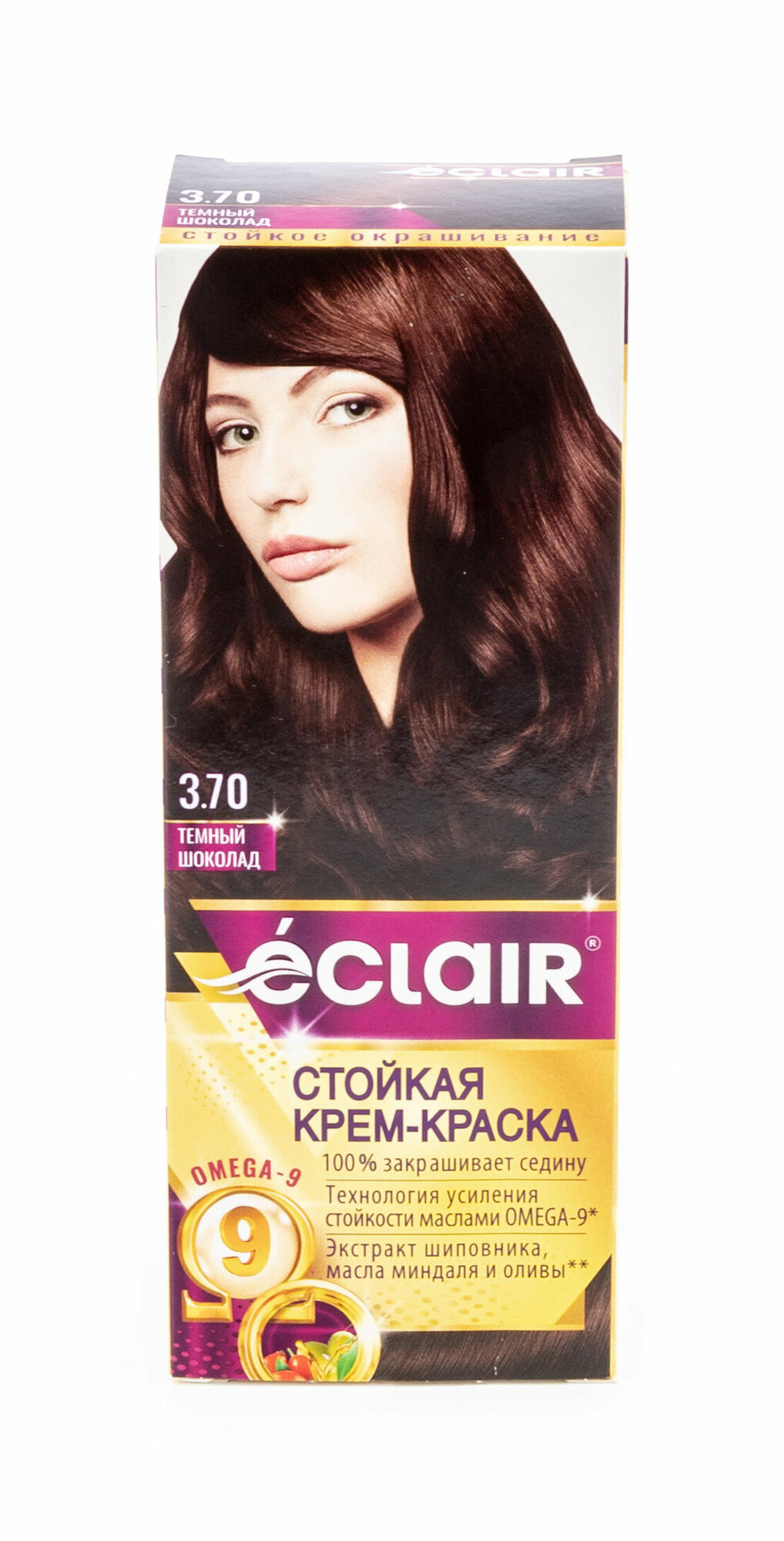 Крем-краска для волос Eclair Omega 9 Стойкая тон 3.7 Темный шоколад / Dark chocolate - фото №1