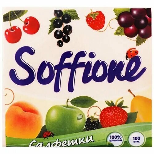 Салфетки бумажные SOFFIONE столовые, 2-х слойные, 100 шт, 24х24 см салфетки soffione 2 слоя 100 шт 24х24 см столовые