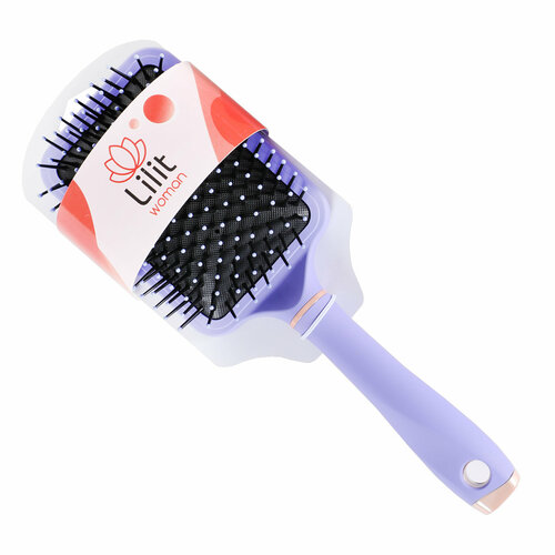 Расческа массажная Lilit, квадрат, цвет: сиреневый, 25.9х8.5см