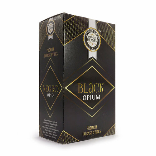 Благовония Made In Heaven Black Opium аромапалочки Опиум 15 гр. (10-15 шт.) блок 6 шт благовоние hem опиум opium