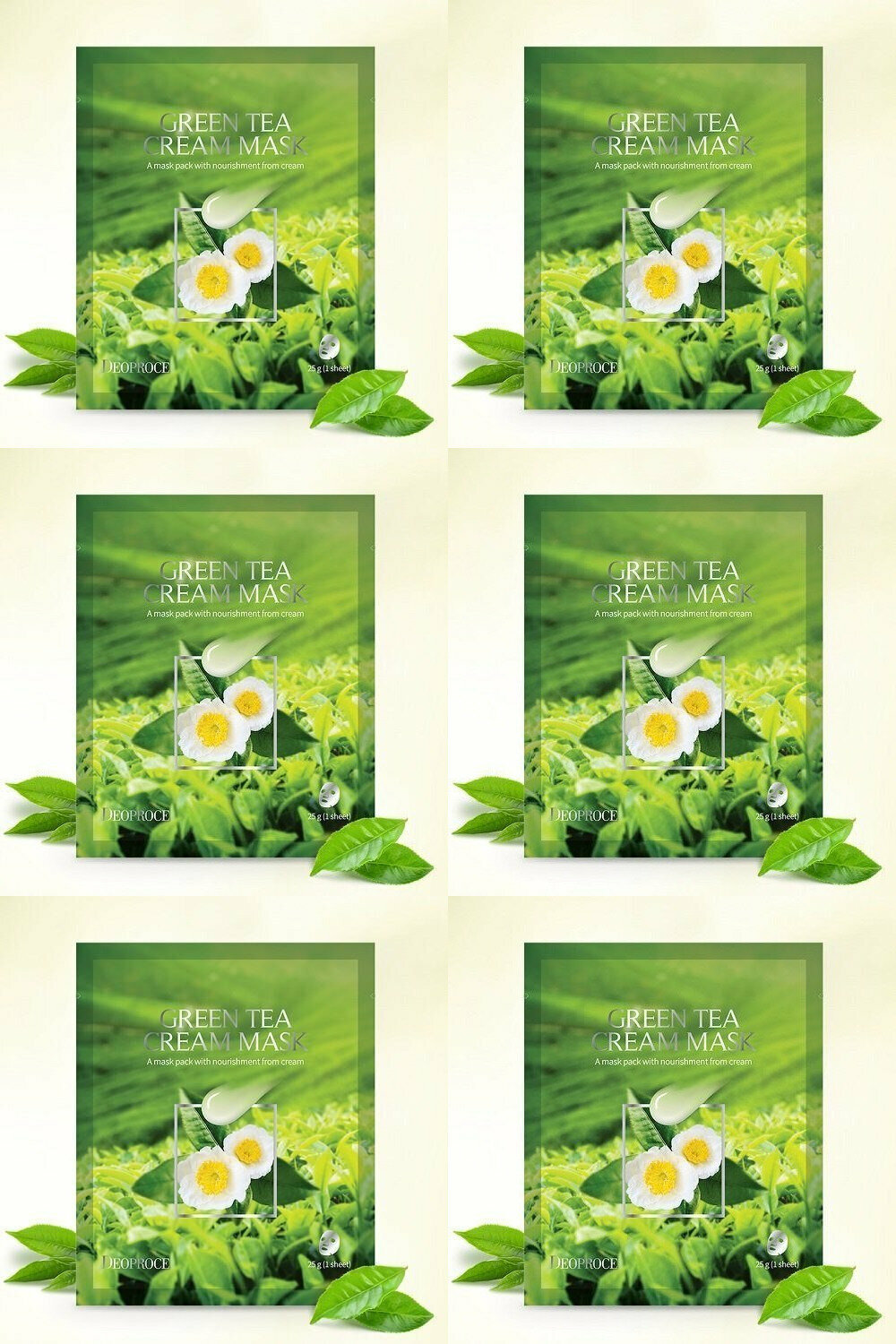 Deoproce Lap Маска кремовая на тканевой основе DEOPROCE GREEN TEA MASK 25мл 6уп