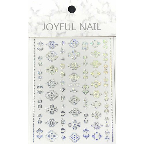 Наклейки для дизайна ногтей JOYFUL NAIL - узоры разноцветные, 1 упаковка наклейки для ногтей joyful nail кленовые листья цвет серебристый 1 шт