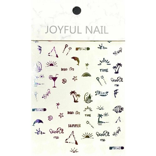 Наклейки для дизайна ногтей JOYFUL NAIL - тропический пляж, разноцветные 1 упаковка наклейки для ногтей kasi sd 34 с праздничной атрибутикой разноцветные 1 упаковка